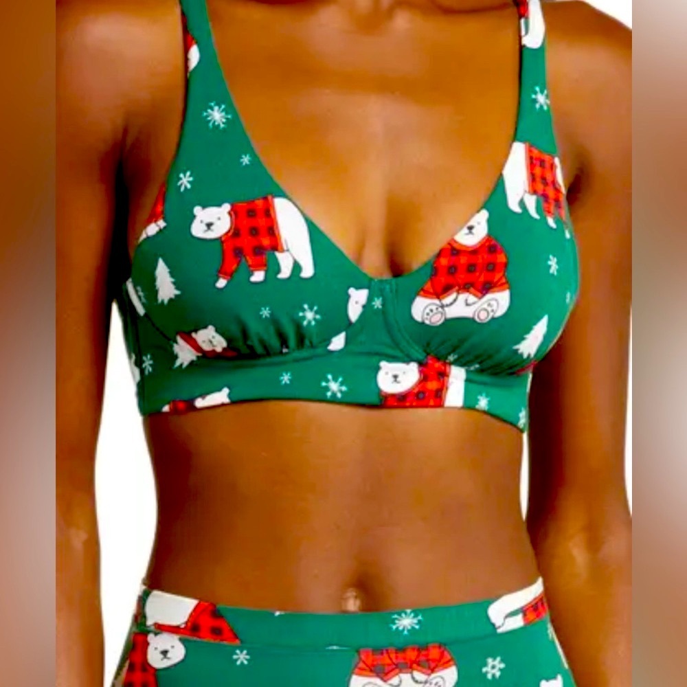 COPY - MeUndies Women's Cozy Bears FeelFree Bikini Panties with 2 tops Green NWT